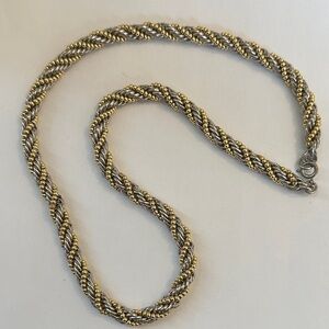 Elegant Silver and Gold Twist Necklace 24 inches long